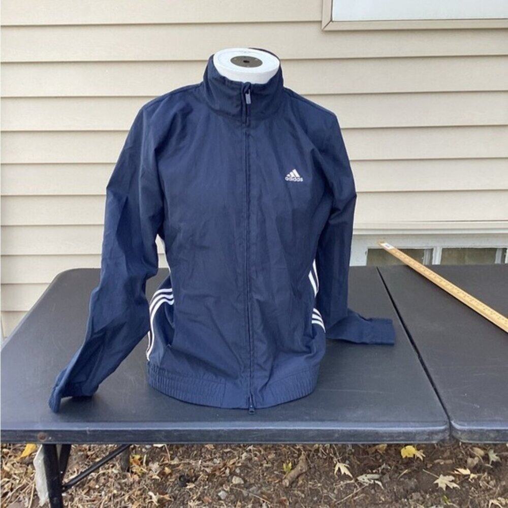 ~Vintage Navy Blue Adidas Track Jacket Zip Up Mesh Inside Size medium